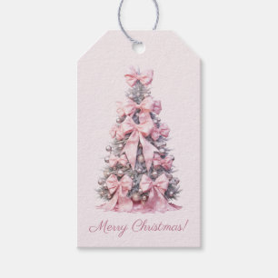 Pink Coquette Christmas Tree Gift Tags