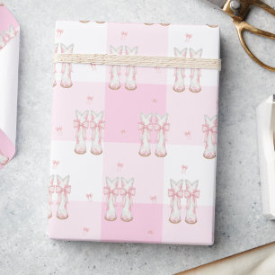 Pink Coquette Cowgirl Boots & Gingham Wrapping Paper