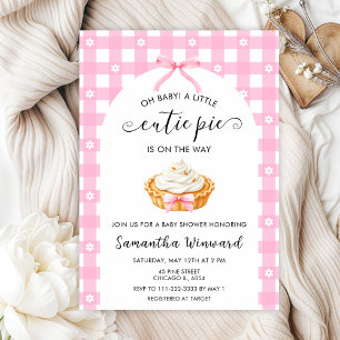 Pink Coquette Cutie Pie Baby Shower Invitation