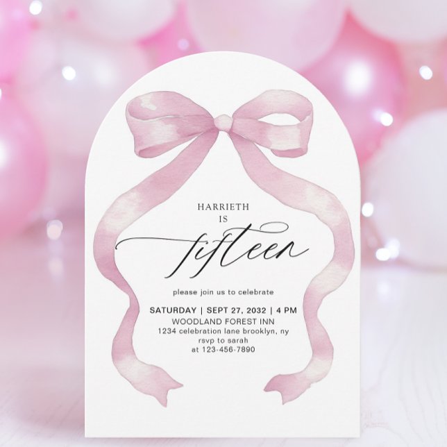 Pink Coquette Fifteen 15th Quinceañera Birthday Invitation (Creator Uploaded)