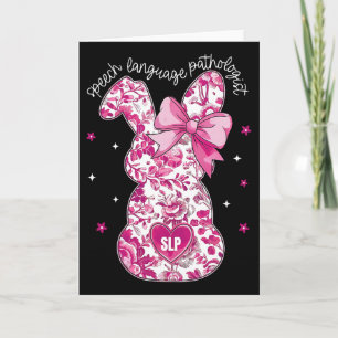 Pink Coquette Floral Bunny Slp Speech Language Pat Card
