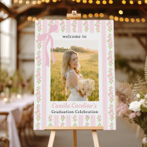 Pink Coquette Floral Graduation Welcome Foam Board