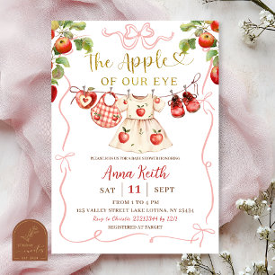 Pink Coquette Girl Apple of Our Eyes Baby Shower Invitation