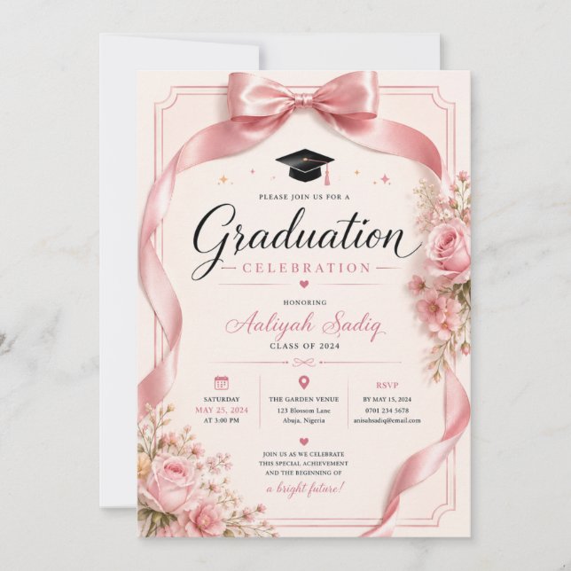 Pink Coquette Graduation Invitation (Front)
