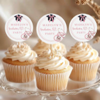 Pink Coquette Graduation Nurse Cupcake Topper