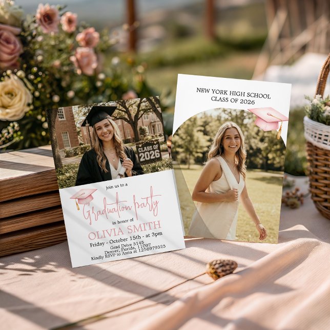 Pink Coquette Graduation Photo Invitation (Creator Uploaded)