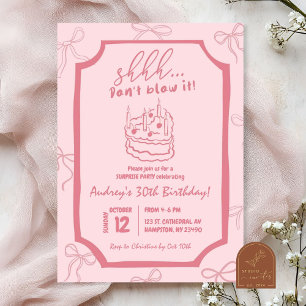 Pink Coquette Heart Cake Surprise Birthday Girl Invitation