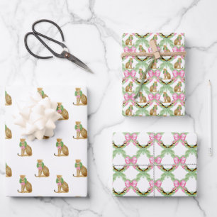 Pink Coquette Leopard Christmas Wrapping Paper Sheet