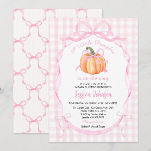 Pink Coquette Little Pumpkin Girl Baby Shower Invitation
