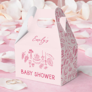 Pink coquette modern hand drawn baby shower favour box
