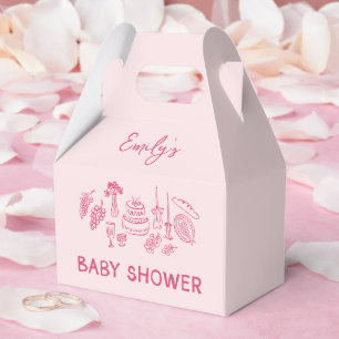 Pink coquette modern hand drawn baby shower favour box