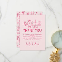 Pink coquette modern hand drawn Thank You