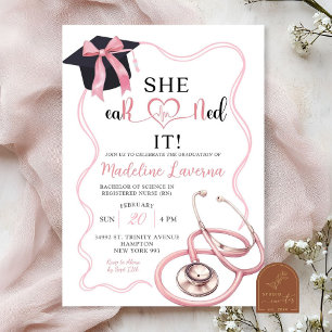 Pink Coquette Nurse Graduation Invitation