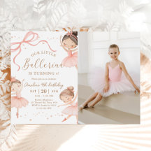 Pink Coquette Our Little Ballerina Birthday Photo