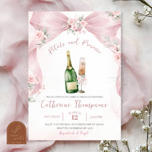 Pink Coquette petals and prosecco Bridal Shower Invitation