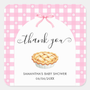 Pink Coquette Pie Baby Shower Thank You Square Sticker