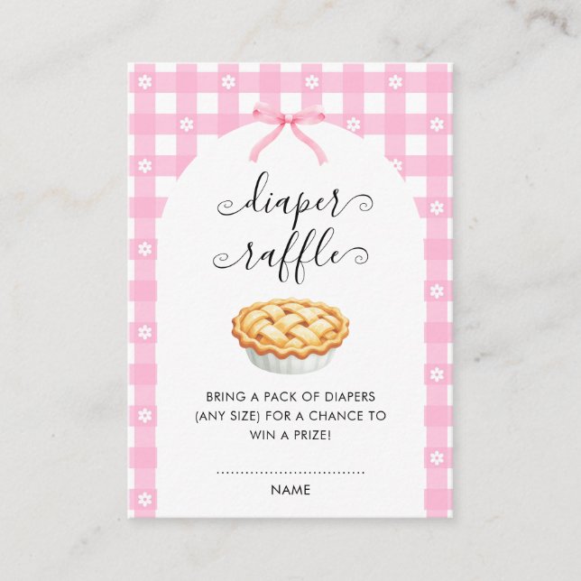 Pink Coquette Pie Diaper Raffle Enclosure Card (Front)