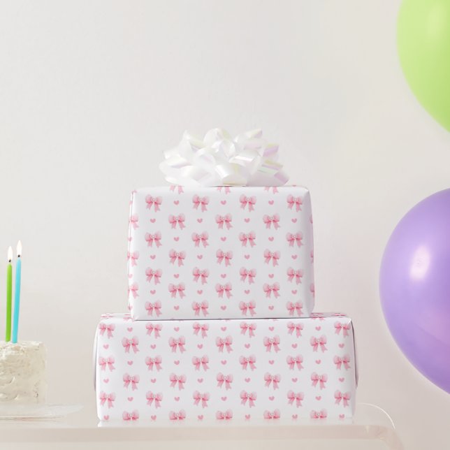 Pink Coquette Ribbon Pattern Wrapping Paper (Party Gifts)