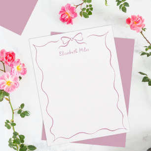 Pink Coquette Ribbon Wavy Border Personalised Card