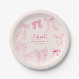 Pink Coquette Ribbons Birthday Party Paper Plates