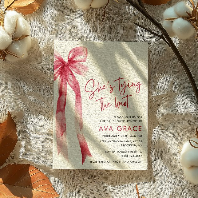 Pink Coquette She's Tying the Knot Bridal Shower Invitation (Creator Uploaded)