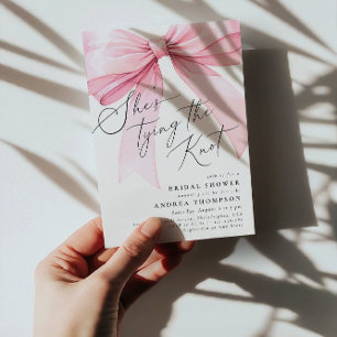 Pink Coquette She's Tying the Knot Bridal Shower Invitation