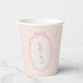 Pink Coquette Silly Goose 1st Birthday Paper Cups