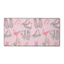 Pink Coquette Style High Top Gym Shoes and Flowers