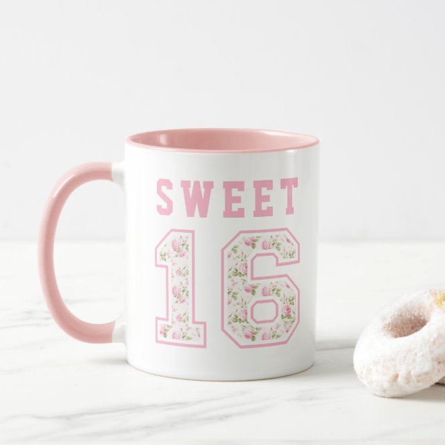 Pink Coquette Sweet 16 University Mug (With Donut)