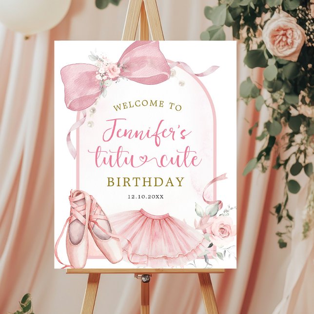 Pink Coquette Tutu Cute Ballerina Birthday Poster (Creator Uploaded)