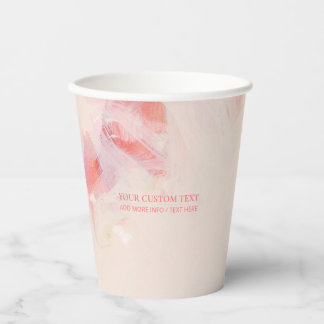 Pink & Coral Abstract Art Painting Custom Text Paper Cups