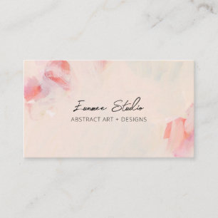 Pink & Coral Abstract Floral Simple Artsy Business Card