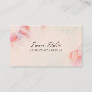 Pink & Coral Abstract Floral Simple Artsy  Business Card