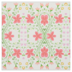 Pink Coral and Peach Flowered Fabric