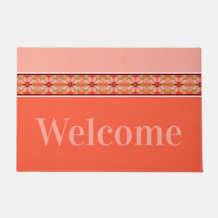 Pink Coral and Peach Welcome Doormat