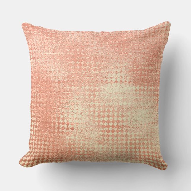 Pink Coral  Blush Gold  Glam Diamond Cut Metallic Cushion (Front)