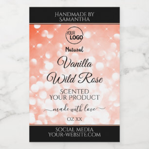 Pink Coral Glitter Logo Product Packaging Labels