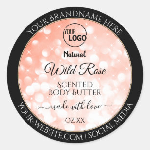 Pink Coral Glitter Logo Product Packaging Labels