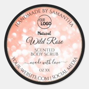 Pink Coral Glitter Logo Product Packaging Labels