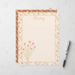 Pink Coral Heart Patterned Custom Letterhead