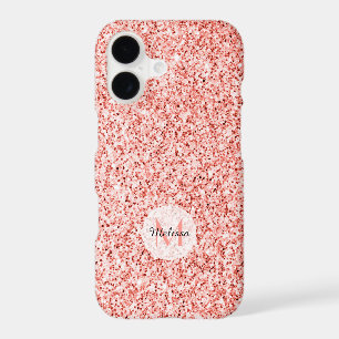 Pink coral light pastel sparkles bling Monogram