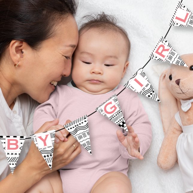 Pink Coral Native Abstract Aztec Boho Baby Girl Bunting (Creator Uploaded)