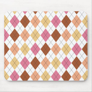 Pink, Coral, Peach & Brown Argyle Preppy Mousepad