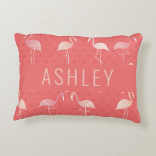 Pink Coral Red Flamingo Pattern Personalised Decorative Cushion