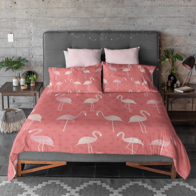 Pink Coral Red Flamingo Seamless Pattern Pillowcase (Creator Uploaded)