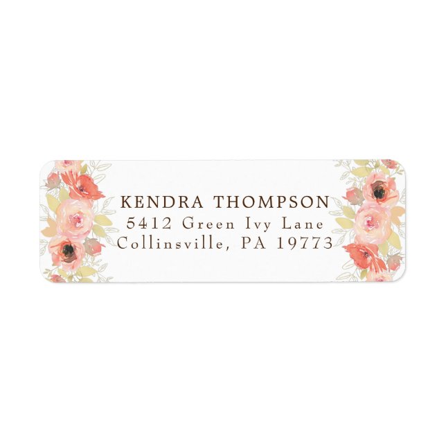 Pink Coral Rose and Gold Leaves Floral Wedding  (Front)