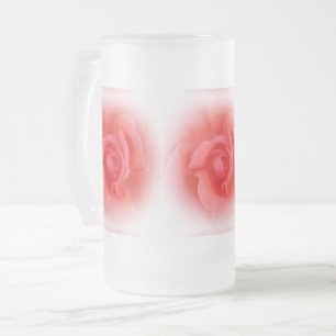 pink coral rose frosted glass beer mug