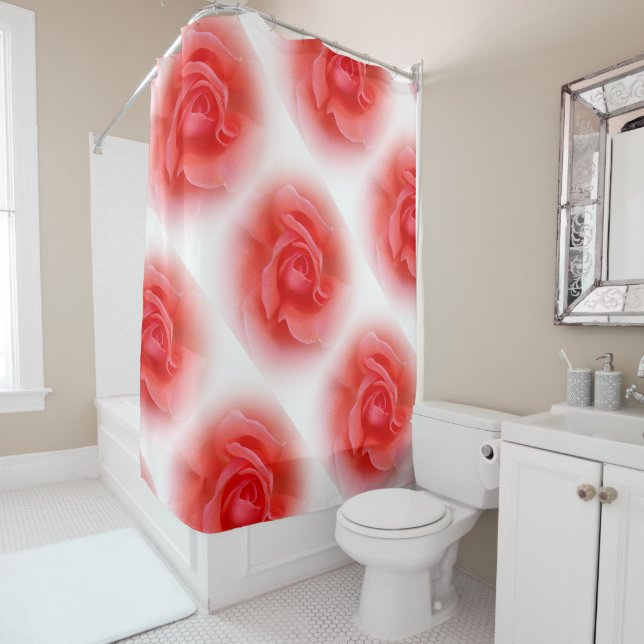 pink coral rose shower curtain (In Situ)
