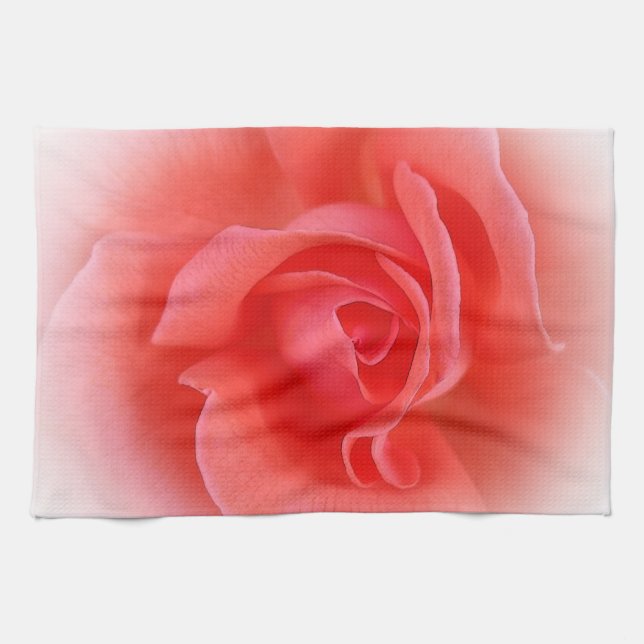 pink coral rose tea towel (Horizontal)