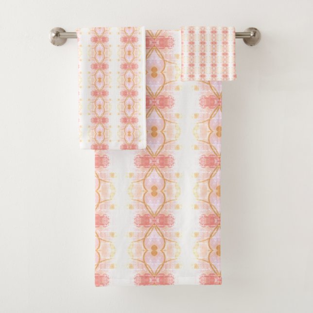 Pink Coral Stylish Print Bath Towel Set (Insitu)
